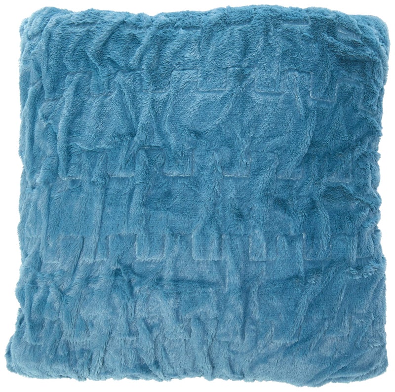 Comfort Spaces Ruched Faux Fur Plush Throw Blanket and Pillow Set with 2 Matching Square Pillow Covers Sofa Throw Blanket for Living Room, Chair, Couch, Home Office Luxurious Fuzzy Soft Teal 50"x 60" - Image 4